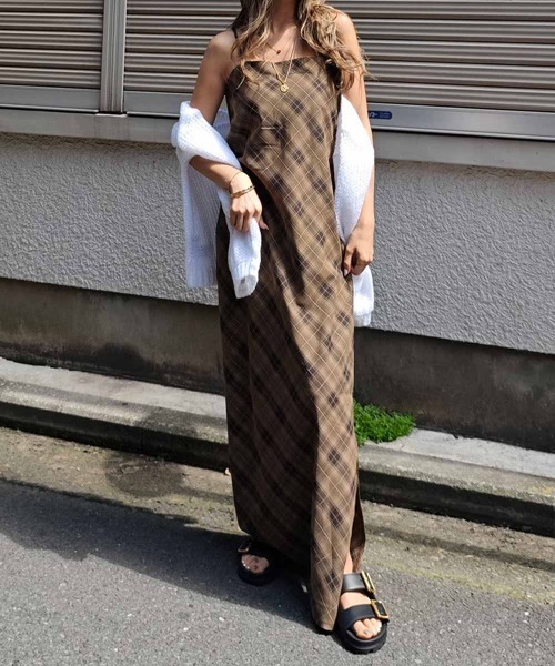 esutoreja（エストレジャ）の「チェックキャミソールワンピース（ワンピース・レディース・ブラック/ブラウン/レッド・FREE）」の6枚目の写真