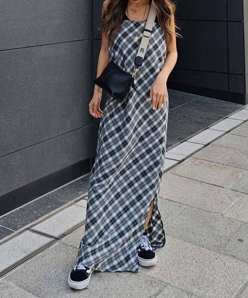 esutoreja（エストレジャ）の「チェックキャミソールワンピース（ワンピース・レディース・ブラック/ブラウン/レッド・FREE）」の4枚目の写真