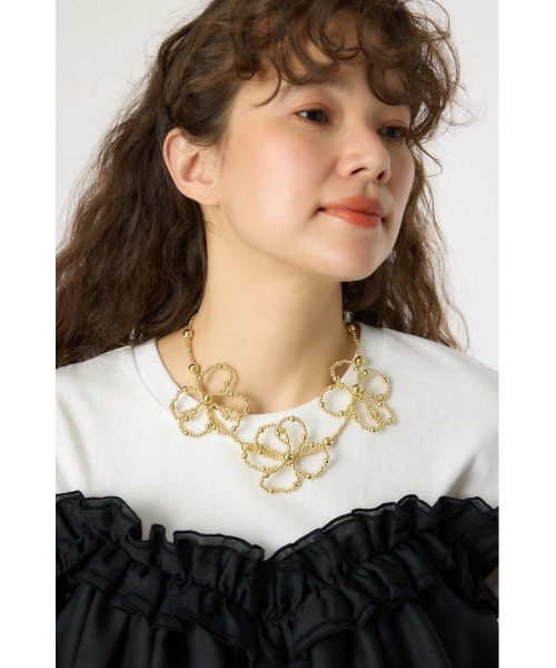 RODEO CROWNS WIDE BOWL（ロデオクラウンズワイドボウル）の「フラワービーズネックレス（ネックレス・レディース・レッド/ゴールド/シルバー・FREE）」の3枚目の写真