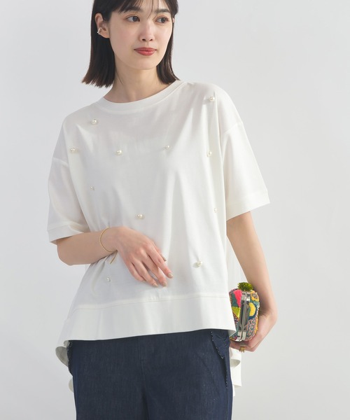 パール付きバックチュールプルオーバー（Tシャツ/カットソー