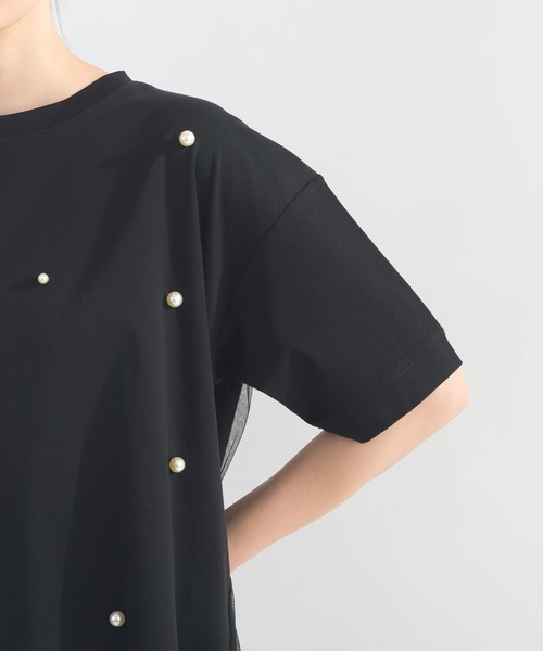 【SALE】PICCIN PERLA ピッチンぺルラ 即日発送  パール付きバックチュール プルオーバー 906340 半袖 Tシャツ レディース パール付き Tシャツ PICCIN PERLA 【SALE】PICCIN ピッチンぺルラ 即日発送 パール