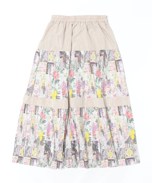552208：シチリアイメージプリント ティアードプリーツスカート  