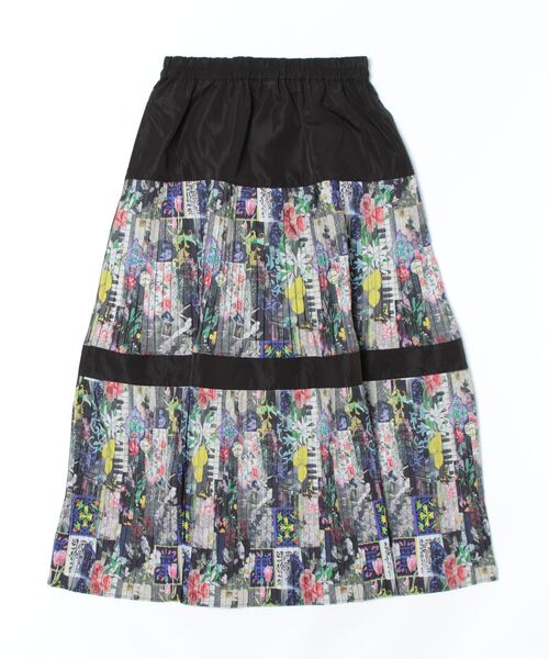 552208：シチリアイメージプリント ティアードプリーツスカート  