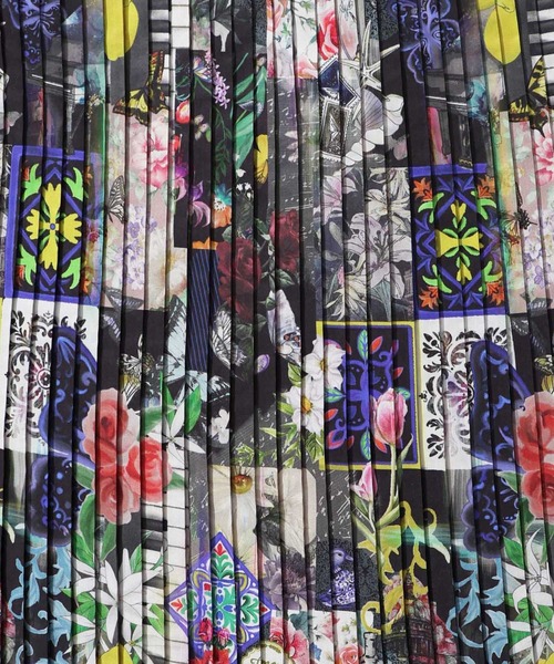 552208：シチリアイメージプリント ティアードプリーツスカート  