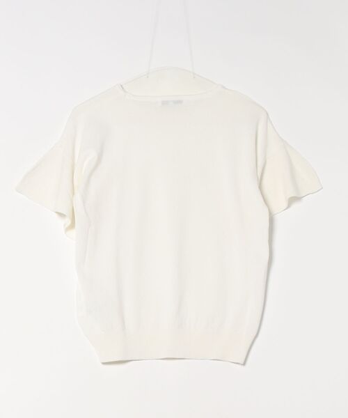 m.f.editorial（エムエフエディトリアル）の「【ハンドウォッシャブル】m.f.エディトリアル レディース クルーネック フレア袖 ニットプルオーバー（ニット/セーター・レディース・ブラック/ピンク系その他/ホワイト・MEDIUM/LARGE）」の4枚目の写真