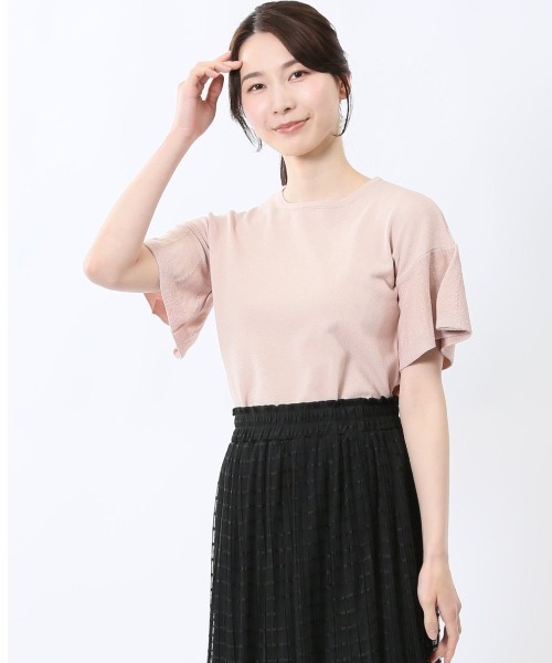 m.f.editorial（エムエフエディトリアル）の「【ハンドウォッシャブル】m.f.エディトリアル レディース クルーネック フレア袖 ニットプルオーバー（ニット/セーター・レディース・ブラック/ピンク系その他/ホワイト・MEDIUM/LARGE）」の3枚目の写真