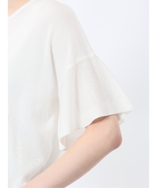 m.f.editorial（エムエフエディトリアル）の「【ハンドウォッシャブル】m.f.エディトリアル レディース クルーネック フレア袖 ニットプルオーバー（ニット/セーター・レディース・ブラック/ピンク系その他/ホワイト・MEDIUM/LARGE）」の21枚目の写真