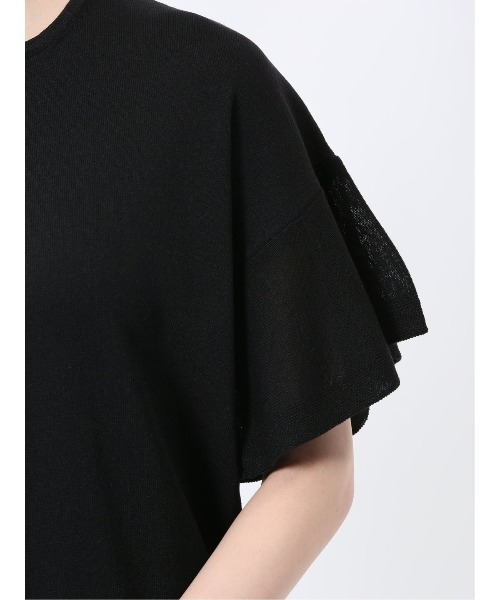 m.f.editorial（エムエフエディトリアル）の「【ハンドウォッシャブル】m.f.エディトリアル レディース クルーネック フレア袖 ニットプルオーバー（ニット/セーター・レディース・ブラック/ピンク系その他/ホワイト・MEDIUM/LARGE）」の9枚目の写真