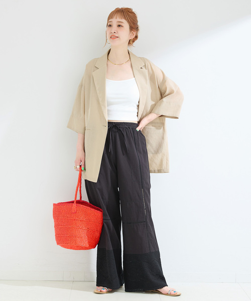 ポルテデブトン カジュアルパンツ ストレート リネン混 Bottoms