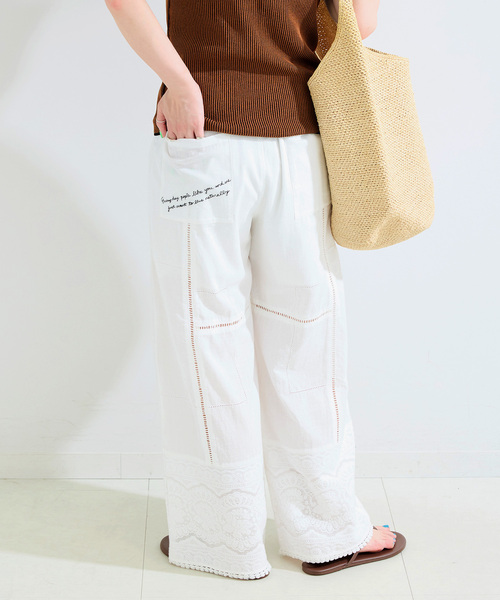 Simplicite（サンプリシテ）の「手洗い可 / リネン混エンブロイダリーパンツ（その他パンツ・レディース・ホワイト/ブラック・FREE）」の18枚目の写真
