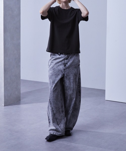 Loose/ルース(ルース)の「スリムフィット コンパクトショートTシャツ(Tシャツ/カットソー・メンズ・ホワイト/ブラック/チャコールグレー/ブルー・S/M/L)」の19枚目の写真