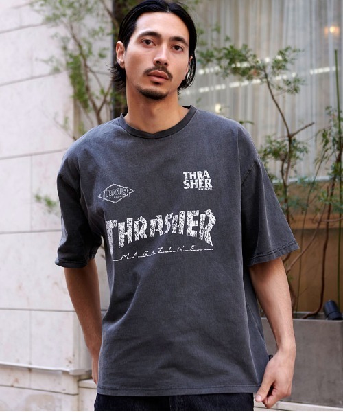 THRASHER(スラッシャー)の「『THRASHER/スラッシャー』GAME LOGO PIGMENT半袖TEE (Tシャツ/カットソー・メンズ・ブラウン/ブラック系2/ブラック系4/ブルー/ブラック系1・L/M)」の1枚目の写真