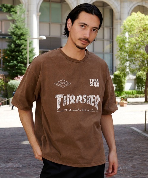 THRASHER(スラッシャー)の「『THRASHER/スラッシャー』GAME LOGO PIGMENT半袖TEE (Tシャツ/カットソー・メンズ・ブラウン/ブラック系2/ブラック系4/ブルー/ブラック系1・L/M)」の4枚目の写真