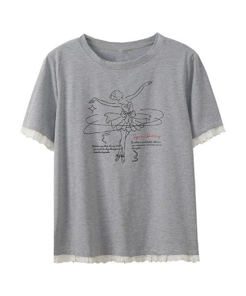 DIAVEL(ディアベル)の「オーバーサイズレース裾半袖Tシャツ(Tシャツ/カットソー・レディース・グレー/ホワイト・M)」の7枚目の写真
