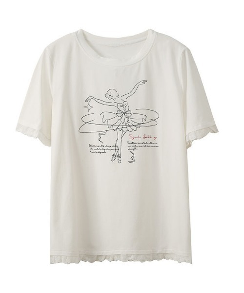 DIAVEL(ディアベル)の「オーバーサイズレース裾半袖Tシャツ(Tシャツ/カットソー・レディース・グレー/ホワイト・M)」の9枚目の写真