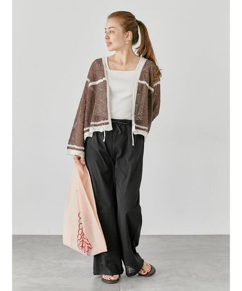 Lugnoncure(ルノンキュール)の「◎クロシェ編み風ショートカーディガン(カーディガン/ボレロ・レディース・ブラック/ブラウン/キナリ・F)」の4枚目の写真