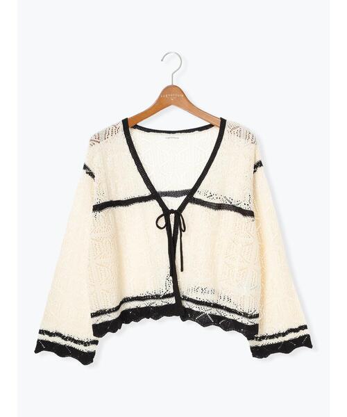 Lugnoncure(ルノンキュール)の「◎クロシェ編み風ショートカーディガン(カーディガン/ボレロ・レディース・ブラック/ブラウン/キナリ・F)」の14枚目の写真