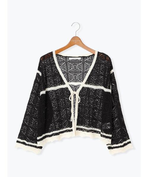 Lugnoncure(ルノンキュール)の「◎クロシェ編み風ショートカーディガン(カーディガン/ボレロ・レディース・ブラック/ブラウン/キナリ・F)」の16枚目の写真