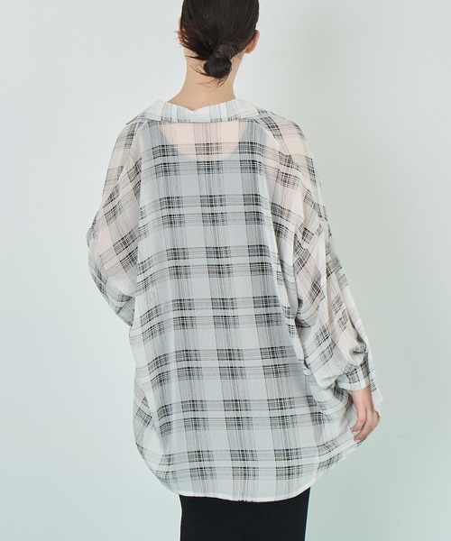 ANAP（アナップ）の「チェック シアー シャツ ブラウス（シャツ/ブラウス・レディース・ホワイト/ブラック/ブラウン・FREE）」の6枚目の写真