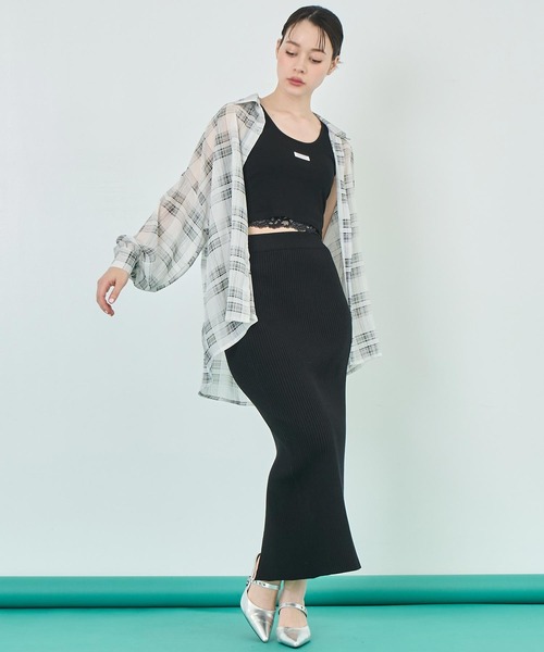 ANAP（アナップ）の「チェック シアー シャツ ブラウス（シャツ/ブラウス・レディース・ホワイト/ブラック/ブラウン・FREE）」の7枚目の写真