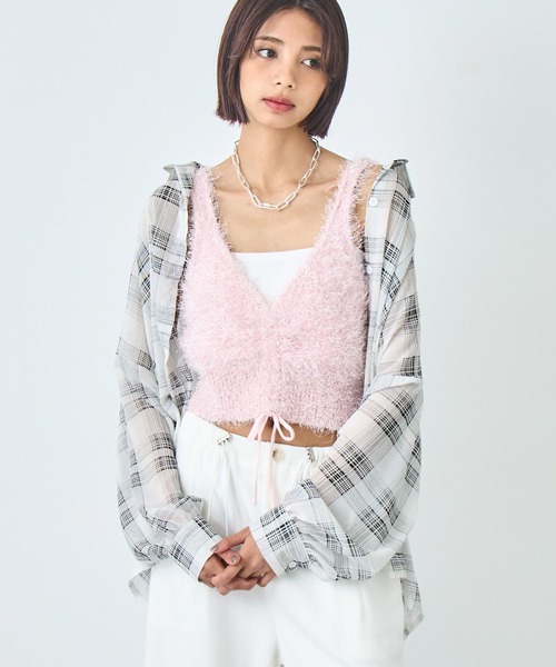 ANAP（アナップ）の「チェック シアー シャツ ブラウス（シャツ/ブラウス・レディース・ホワイト/ブラック/ブラウン・FREE）」の12枚目の写真