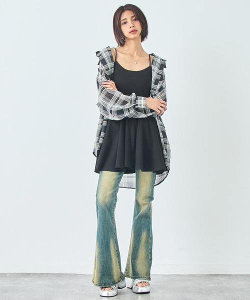 ANAP（アナップ）の「チェック シアー シャツ ブラウス（シャツ/ブラウス・レディース・ホワイト/ブラック/ブラウン・FREE）」の17枚目の写真