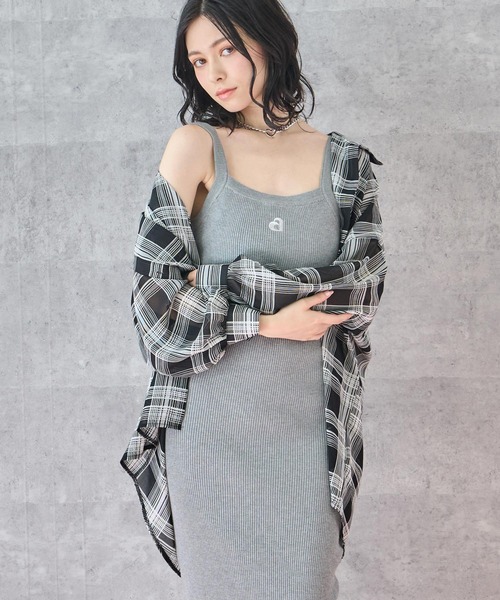 ANAP（アナップ）の「チェック シアー シャツ ブラウス（シャツ/ブラウス・レディース・ホワイト/ブラック/ブラウン・FREE）」の18枚目の写真