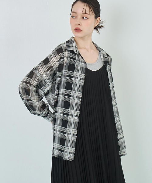 ANAP（アナップ）の「チェック シアー シャツ ブラウス（シャツ/ブラウス・レディース・ホワイト/ブラック/ブラウン・FREE）」の21枚目の写真