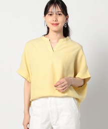 フィナモレ 長袖 シャツ ブラウス 黄色 イエロー 麻 リネン 100％