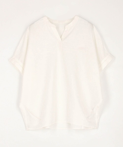 Grand PARK（グランドパーク）の「爽やか吸水速乾リネン　スキッパーシャツ（シャツ/ブラウス・レディース・ネイビー/ラベンダー/イエロー/ホワイト/グリーン/サックスブルー・FREE）」の15枚目の写真