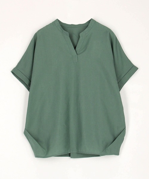 Grand PARK（グランドパーク）の「爽やか吸水速乾リネン　スキッパーシャツ（シャツ/ブラウス・レディース・ネイビー/ラベンダー/イエロー/ホワイト/グリーン/サックスブルー・FREE）」の16枚目の写真