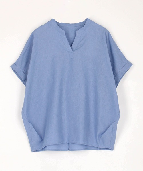 Grand PARK（グランドパーク）の「爽やか吸水速乾リネン　スキッパーシャツ（シャツ/ブラウス・レディース・ネイビー/ラベンダー/イエロー/ホワイト/グリーン/サックスブルー・FREE）」の18枚目の写真