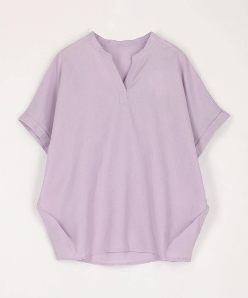 Grand PARK（グランドパーク）の「爽やか吸水速乾リネン　スキッパーシャツ（シャツ/ブラウス・レディース・ネイビー/ラベンダー/イエロー/ホワイト/グリーン/サックスブルー・FREE）」の19枚目の写真