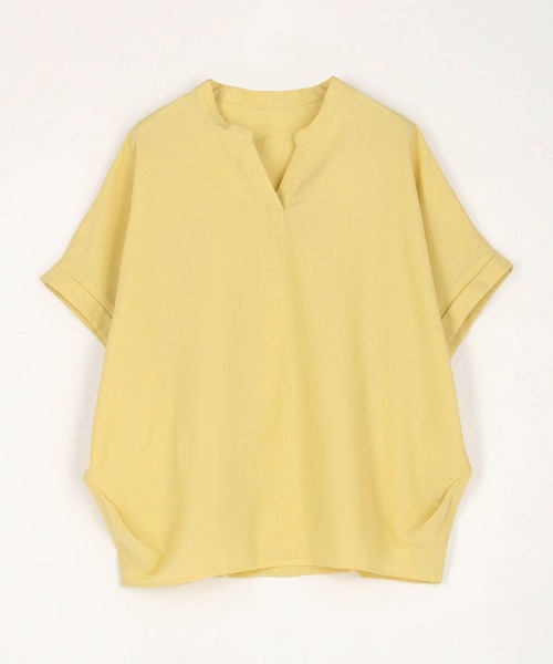 Grand PARK（グランドパーク）の「爽やか吸水速乾リネン　スキッパーシャツ（シャツ/ブラウス・レディース・ネイビー/ラベンダー/イエロー/ホワイト/グリーン/サックスブルー・FREE）」の20枚目の写真