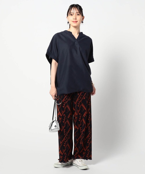 Grand PARK（グランドパーク）の「爽やか吸水速乾リネン　スキッパーシャツ（シャツ/ブラウス・レディース・ネイビー/ラベンダー/イエロー/ホワイト/グリーン/サックスブルー・FREE）」の11枚目の写真