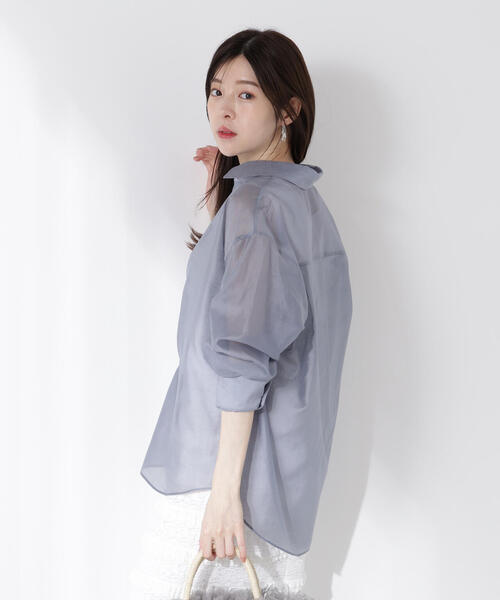 PROPORTION BODY DRESSING（プロポーションボディドレッシング）の「シアーシャツ / 1215210613（シャツ/ブラウス・レディース・カーキ/ブラック系その他/ブルー・FREE）」の11枚目の写真