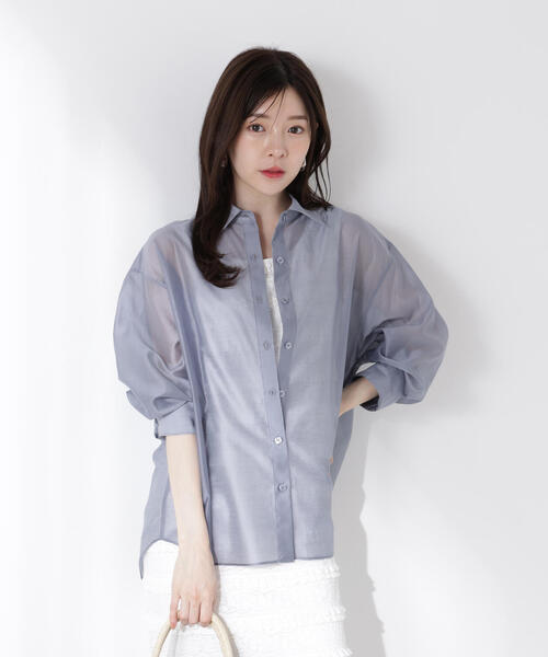 PROPORTION BODY DRESSING（プロポーションボディドレッシング）の「シアーシャツ / 1215210613（シャツ/ブラウス・レディース・カーキ/ブラック系その他/ブルー・FREE）」の15枚目の写真