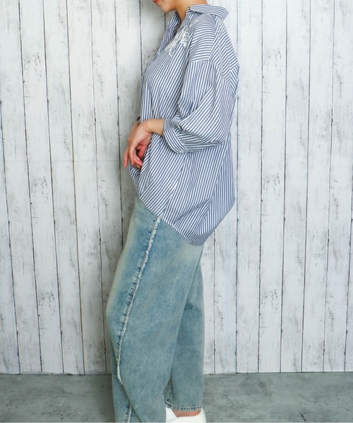 GORGE(ゴージ)の「《立体コード刺繍×ゆるシルエット》レディース シャツブラウス 五分袖 春夏秋(シャツ/ブラウス・レディース・ピンク/オフホワイト/イエロー/その他5・F)」の6枚目の写真