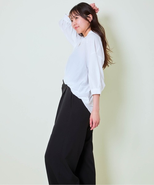 GORGE(ゴージ)の「《立体コード刺繍×ゆるシルエット》レディース シャツブラウス 五分袖 春夏秋(シャツ/ブラウス・レディース・ピンク/オフホワイト/イエロー/その他5・F)」の14枚目の写真