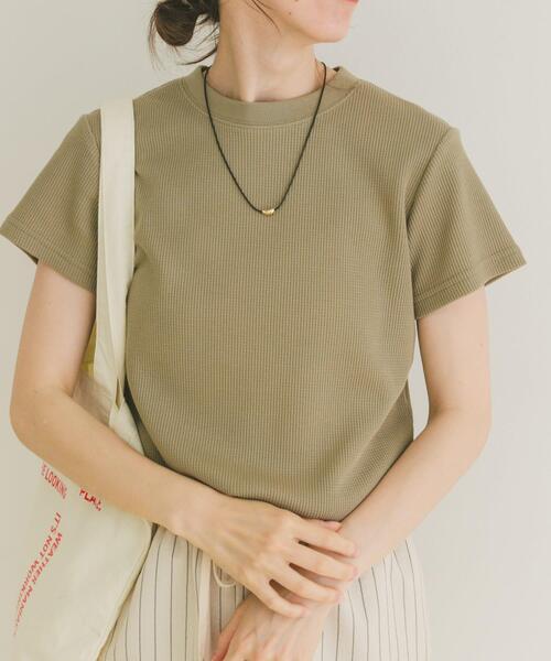 ITEMS URBANRESEARCH(アイテムズ アーバンリサーチ)の「ワッフル半袖Tシャツ(Tシャツ/カットソー・レディース・ホワイト/ベージュ/グレー/チャコールグレー・FREE)」の4枚目の写真