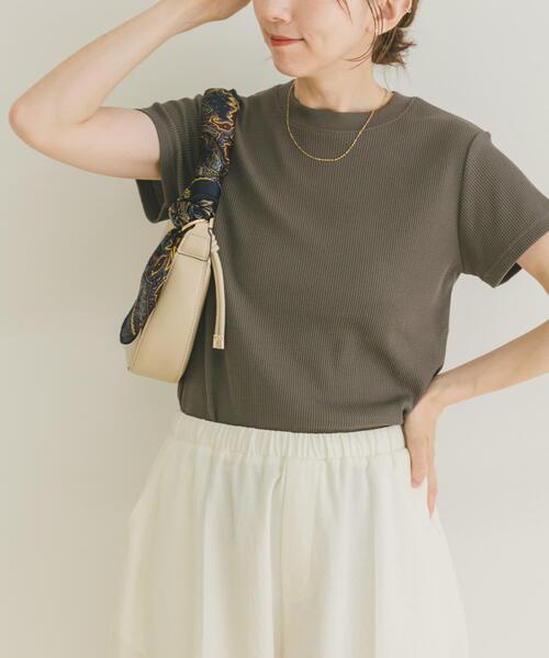 ITEMS URBANRESEARCH(アイテムズ アーバンリサーチ)の「ワッフル半袖Tシャツ(Tシャツ/カットソー・レディース・ホワイト/ベージュ/グレー/チャコールグレー・FREE)」の9枚目の写真