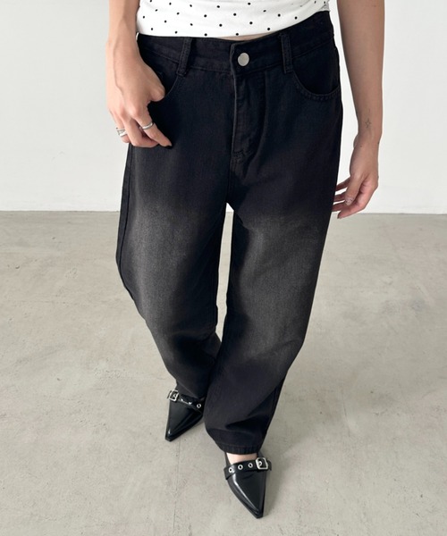 Bamm(バム)の「ルーズワイドデニムパンツ(デニムパンツ・レディース・ブラック・M/L)」の4枚目の写真