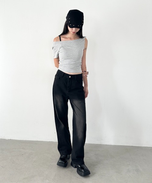 Bamm(バム)の「ルーズワイドデニムパンツ(デニムパンツ・レディース・ブラック・M/L)」の11枚目の写真