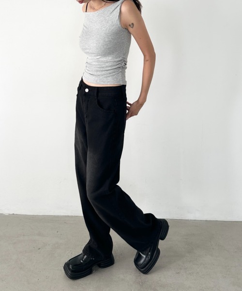 Bamm(バム)の「ルーズワイドデニムパンツ(デニムパンツ・レディース・ブラック・M/L)」の12枚目の写真