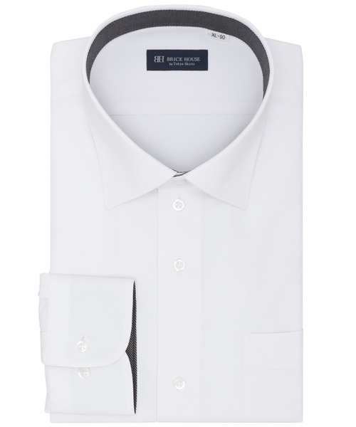 TOKYO SHIRTS(トウキョウシャツ)の「形態安定ノンアイロン ワイド 長袖ストレッチビジネスワイシャツ(大きいサイズ・長いサイズ)(ビジネスシャツ・メンズ・ホワイト・首回り39cm-裄丈88cm/首回り41cm-裄丈90cm/首回り42cm-裄丈90cm/首回り43cm-裄丈90cm/首回り45cm-裄丈82cm/首回り45cm-裄丈86cm/首回り45cm-裄丈90cm/首回り47cm-裄丈86cm/首回り47cm-裄丈90cm)」の1枚目の写真