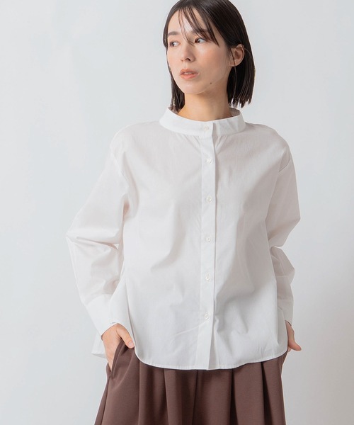 Kelen(ケレン)の「「KELEN / ケレン」スタンドカラーブラウス(シャツ/ブラウス・レディース・グリーン/オフホワイト/ブラック/ブルーグレー・S/M)」の1枚目の写真