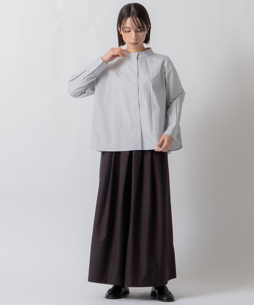 Kelen(ケレン)の「「KELEN / ケレン」スタンドカラーブラウス(シャツ/ブラウス・レディース・グリーン/オフホワイト/ブラック/ブルーグレー・S/M)」の12枚目の写真