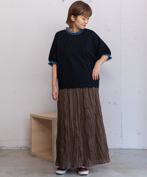 POU DOU DOU（プードゥドゥ）の「ニットフリル使いドルマントップス（Tシャツ/カットソー・レディース・ライトグレー/オフホワイト/ブラック・M）」の19枚目の写真
