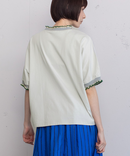 POU DOU DOU（プードゥドゥ）の「ニットフリル使いドルマントップス（Tシャツ/カットソー・レディース・ライトグレー/オフホワイト/ブラック・M）」の14枚目の写真