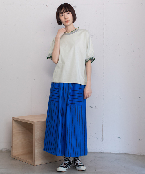 POU DOU DOU（プードゥドゥ）の「ニットフリル使いドルマントップス（Tシャツ/カットソー・レディース・ライトグレー/オフホワイト/ブラック・M）」の13枚目の写真